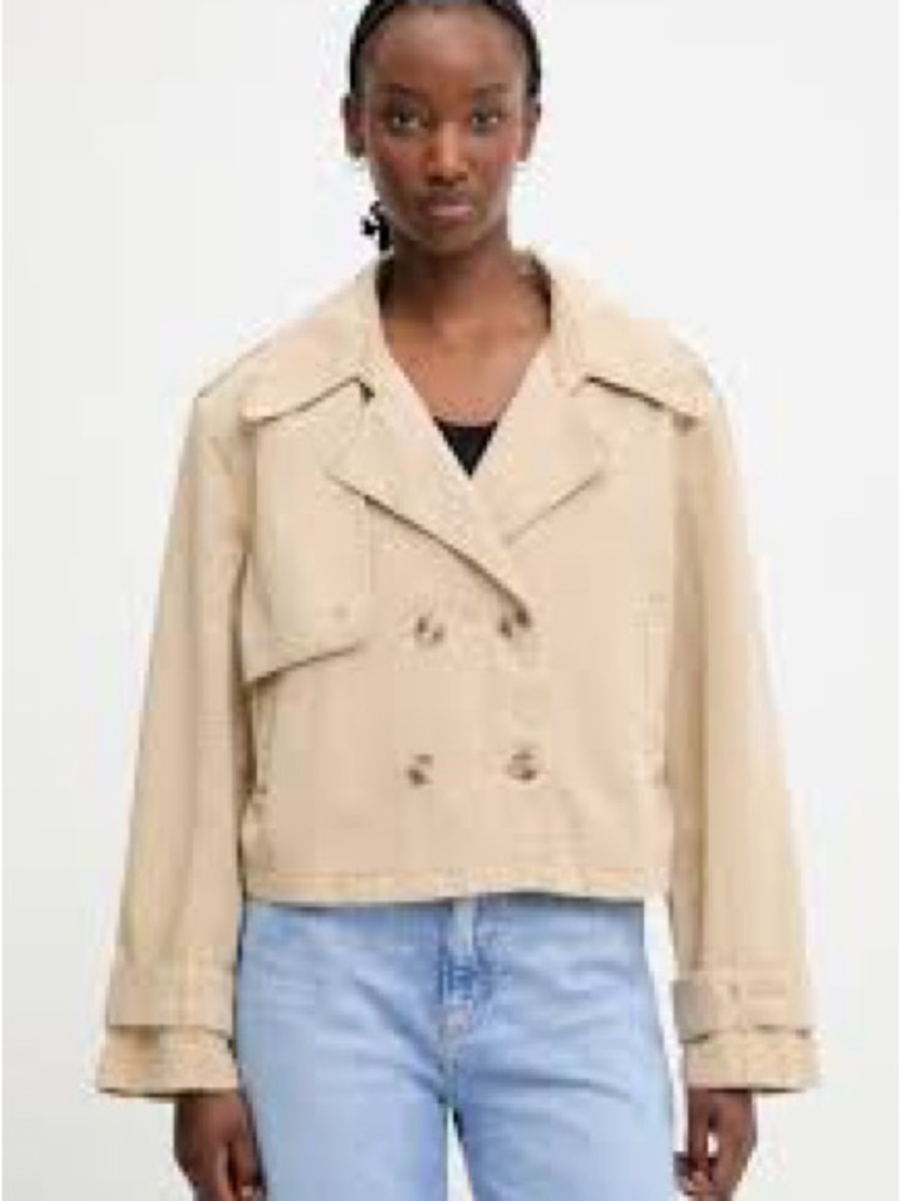 Universal Thread Cream Double-Breasted Trench Jacket